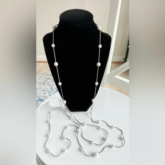 Park Lane “Shannel” Silver Faux Pearl Necklace - Picture 6 of 9